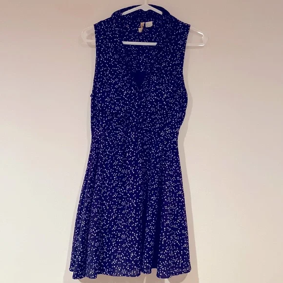h&m navy shirt dress Women's Navy blue Bow-collar shirt dress
